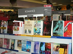 Bookstore shelf with Hot in Here alongside other great romance titles